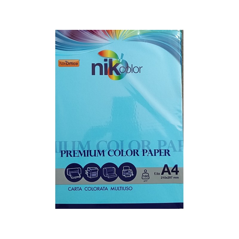 CARTA A4 NIKOFFICE TURCHESE 125FG 160GR 23NIK093/160